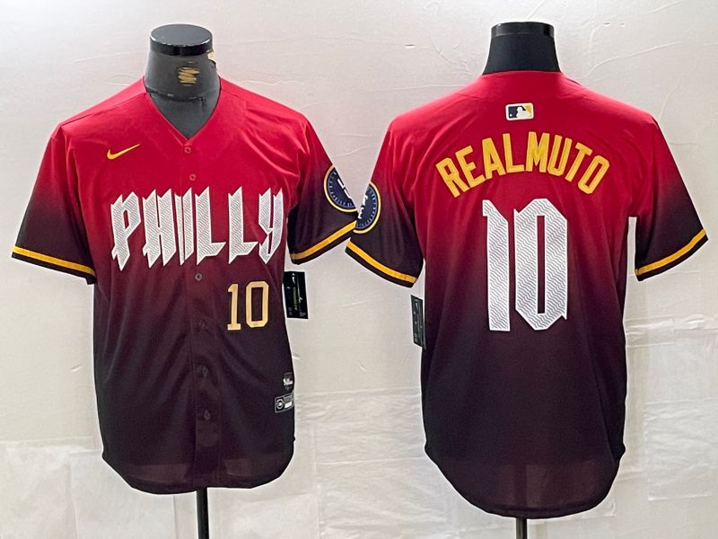 Men Philadelphia Phillies 10 Realmuto Red City Edition Nike 2024 MLB Jersey style 3